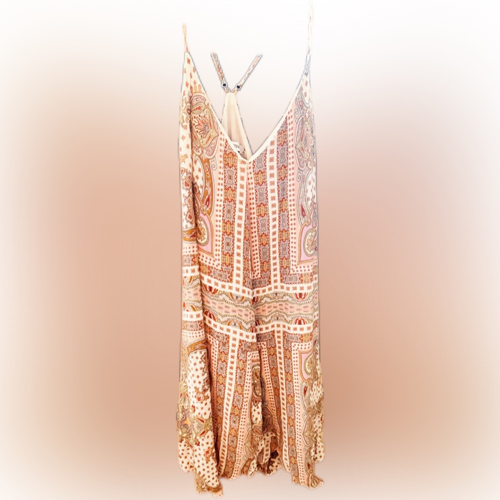 JustFab Paisley Print Maxi Skirt — Pink & Rust Tones